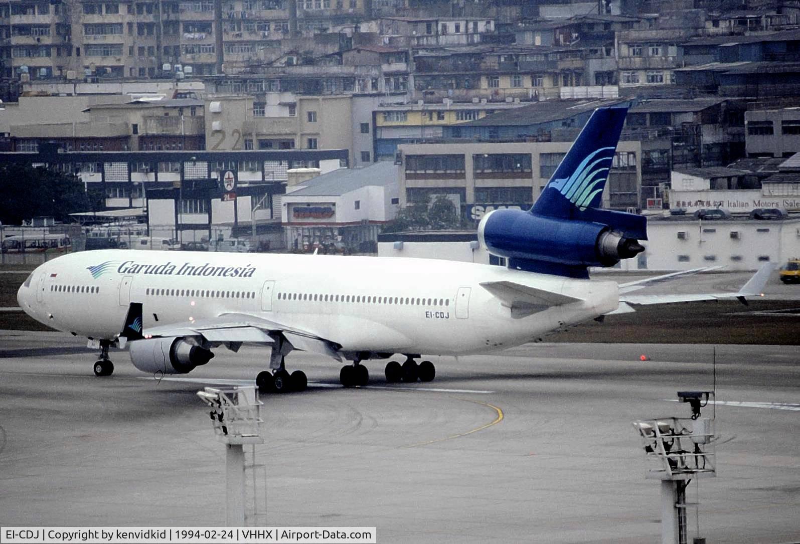 EI-CDJ, 1992 McDonnell Douglas MD-11F C/N 48500, At Hong Kong Airport (Kai Tak) on a George Pick Aviation Tour.