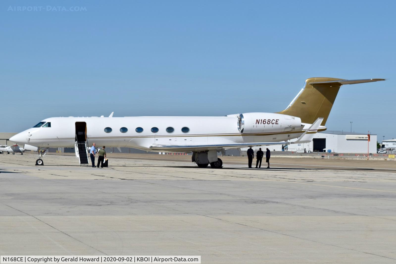 N168CE, 1999 Gulfstream Aerospace G-V C/N 568, Parked on south GA ramp.