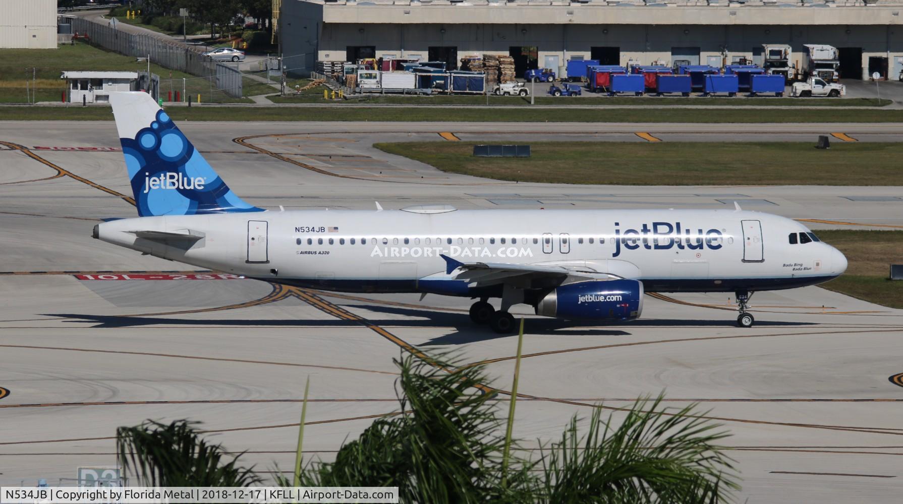 N534JB, 2002 Airbus A320-232 C/N 1705, FLL 2018