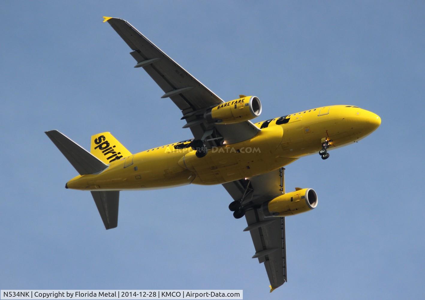 N534NK, 2008 Airbus A319-132 C/N 3395, MCO 2014