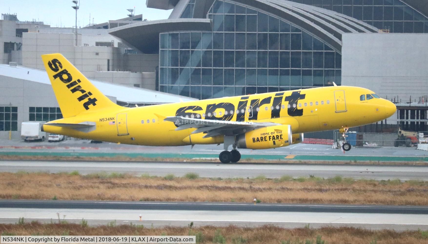N534NK, 2008 Airbus A319-132 C/N 3395, LAX 2018