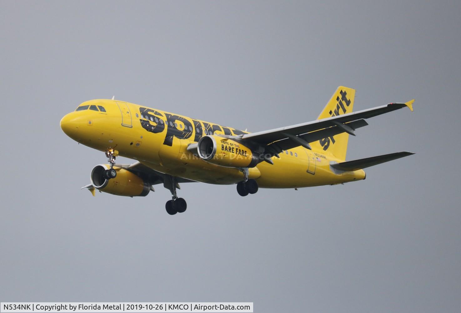 N534NK, 2008 Airbus A319-132 C/N 3395, MCO 2019