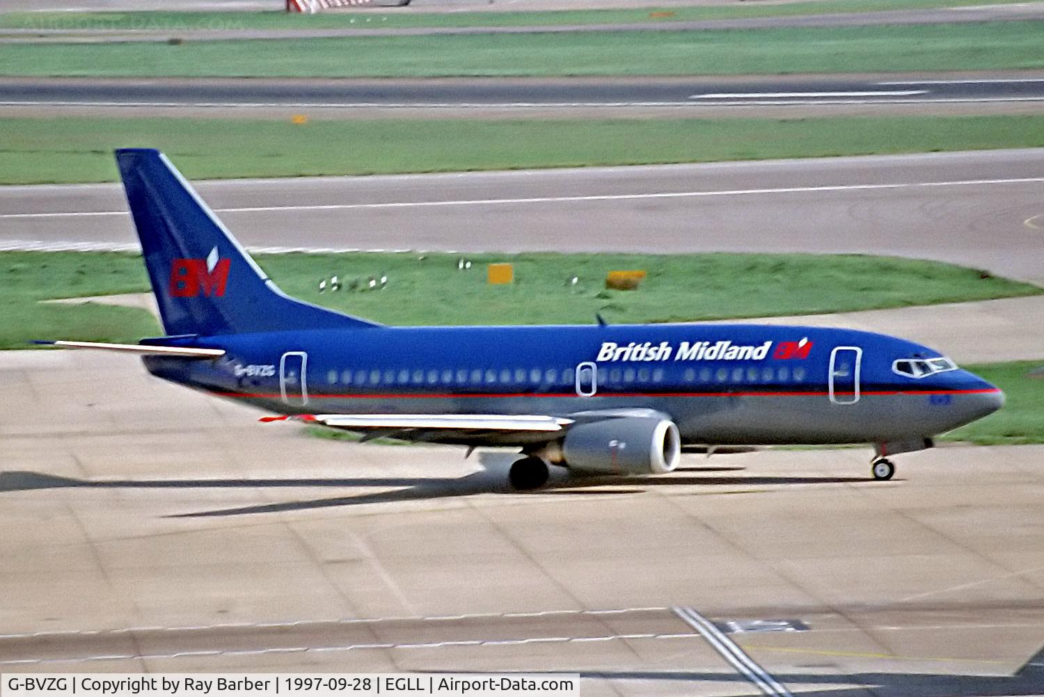 G-BVZG, 1991 Boeing 737-5Q8 C/N 25160, G-BVZG   Boeing 737-5Q8 [25160] (British Midland) Heathrow~G 28/09/1997
