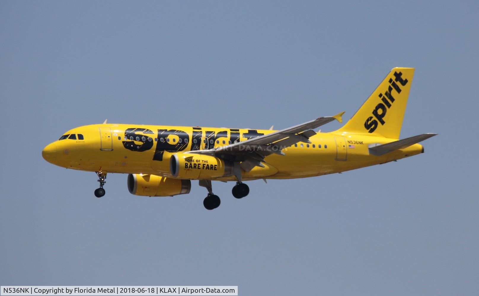 N536NK, 2010 Airbus A319-133 C/N 4422, LAX 2018