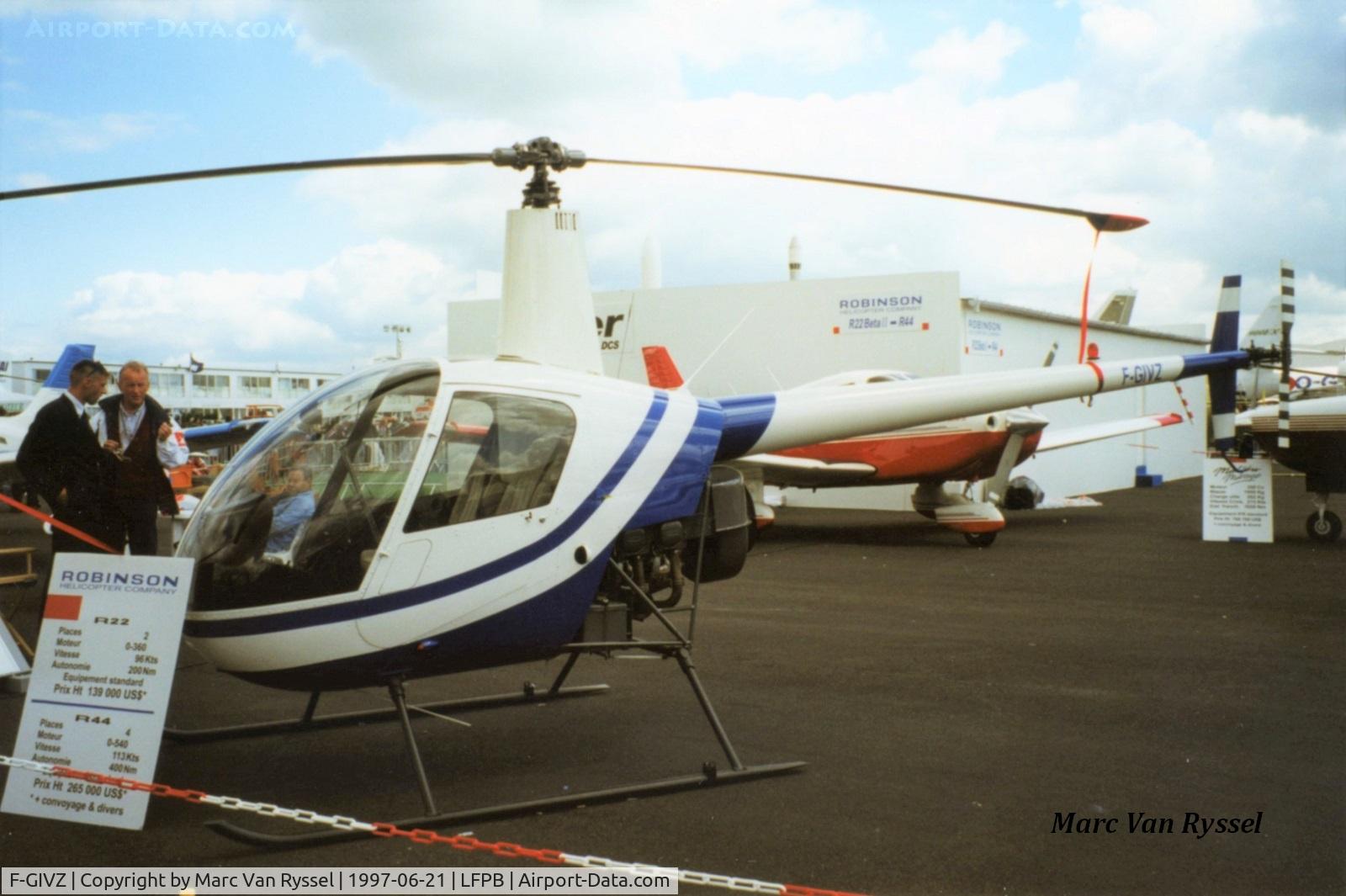 F-GIVZ, Robinson R22 Beta C/N 2689, Paris Air Show 1997.