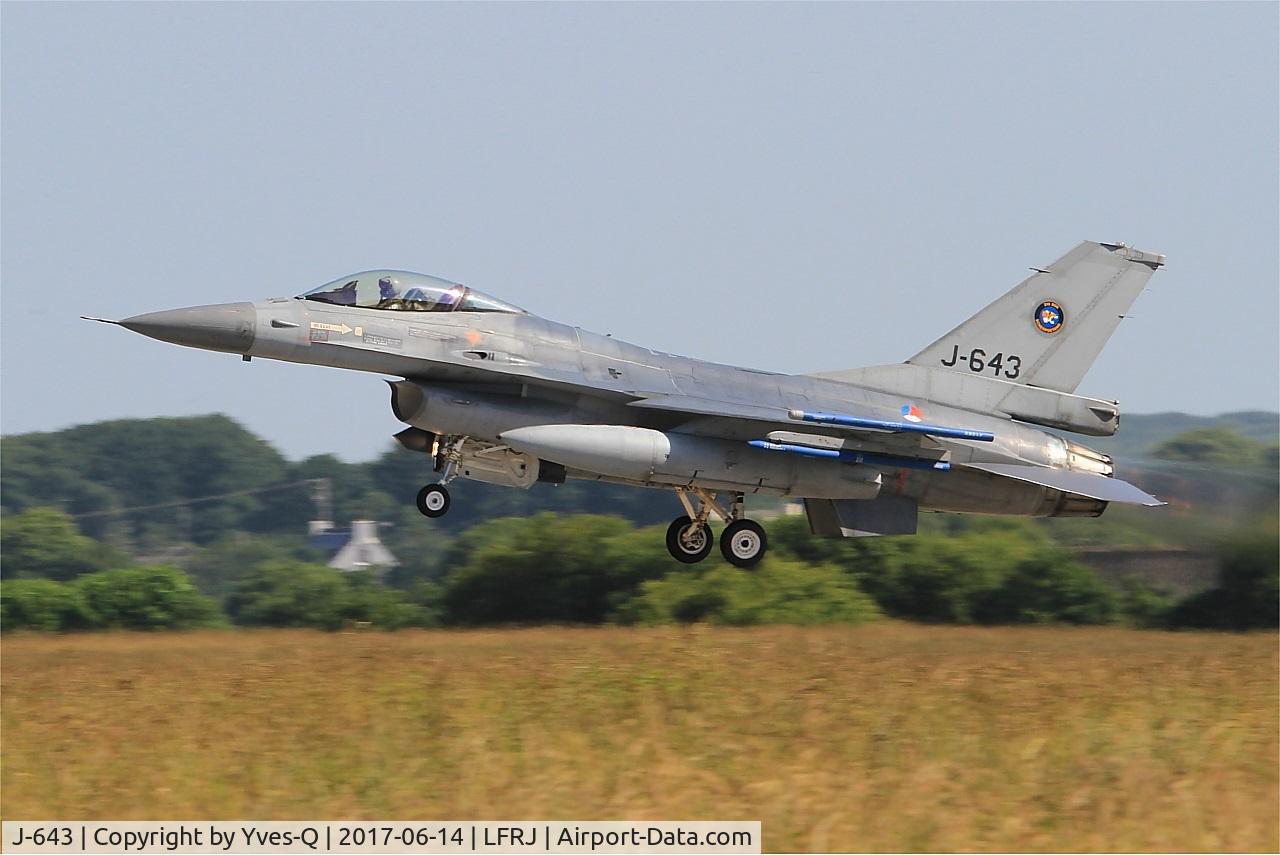 J-643, 1980 Fokker F-16AM Fighting Falcon C/N 6D-75, Fokker F-16AM Fighting Falcon, Take off rwy 26, Landivisiau Naval Air Base (LFRJ) Tiger Meet 2017