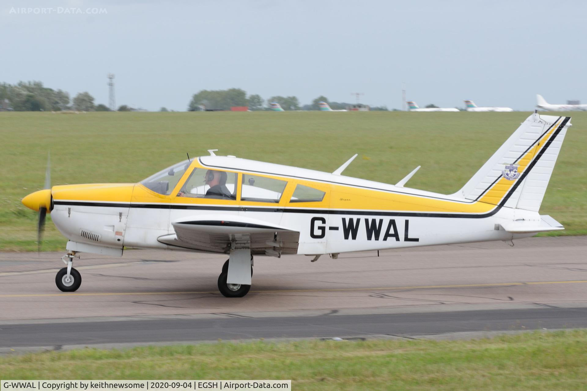 G-WWAL, 1968 Piper PA-28R-180 Cherokee Arrow C/N 28R-30461, Arriving at Norwich.