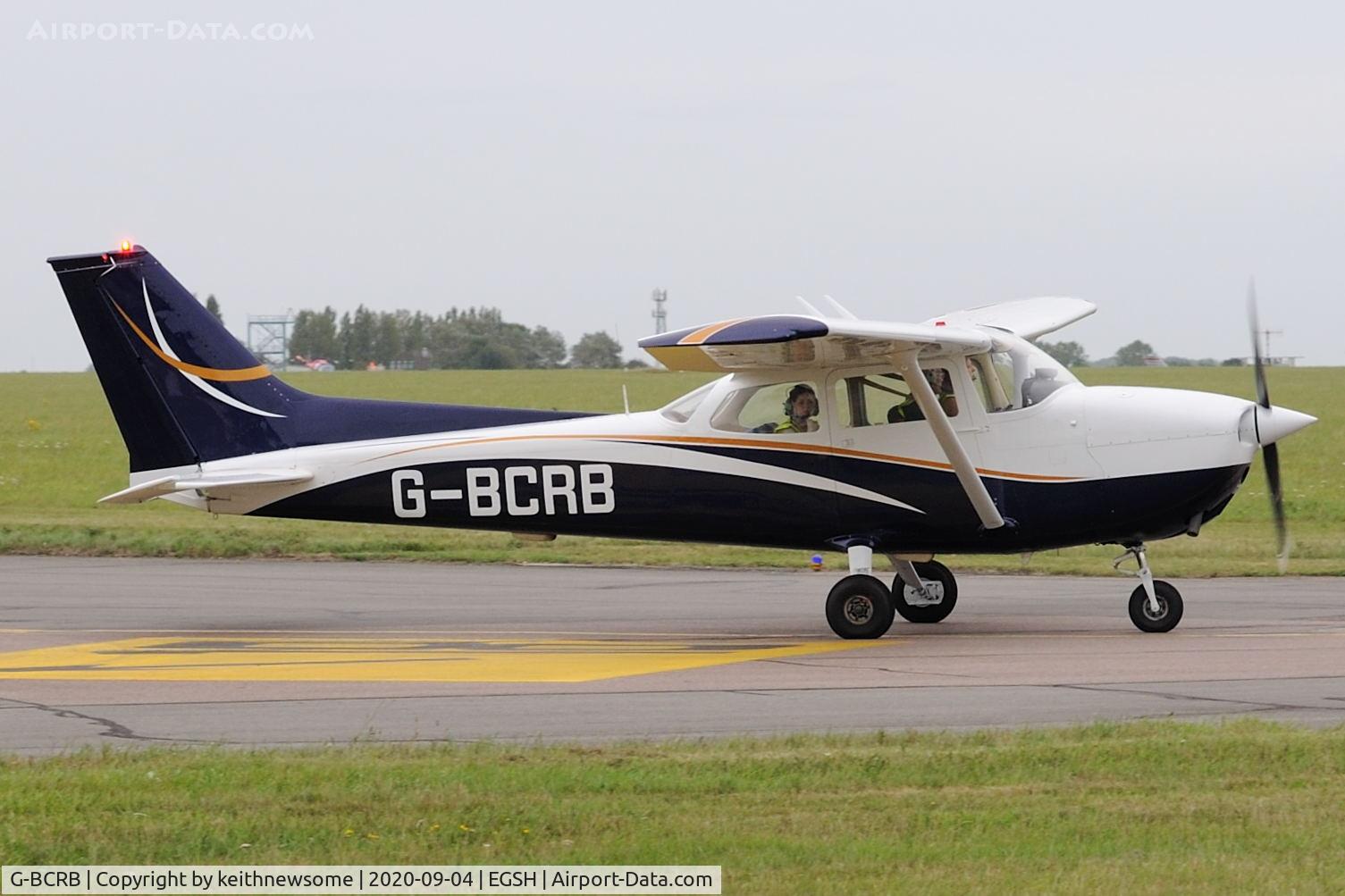 G-BCRB, 1974 Reims F172M Skyhawk Skyhawk C/N 1259, Leaving Norwich.