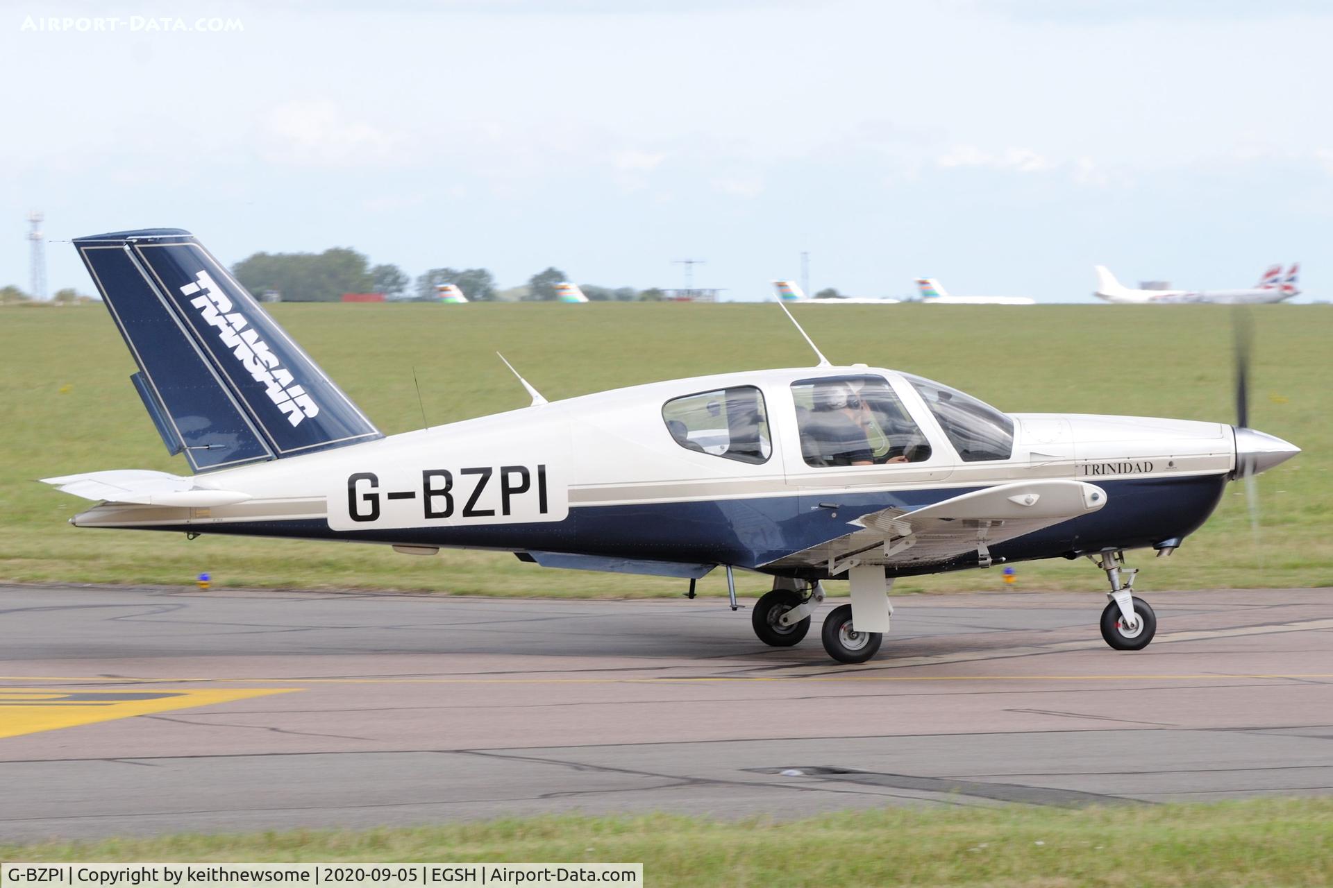 G-BZPI, 1997 Socata TB-20 Trinidad C/N 1814, Leaving Norwich.