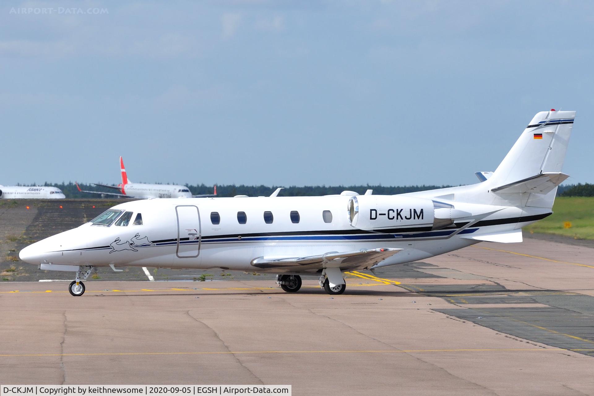 D-CKJM, 2019 Cessna 560XL Citation XLS+ C/N 5606277, Arriving at Norwich from Belfast.