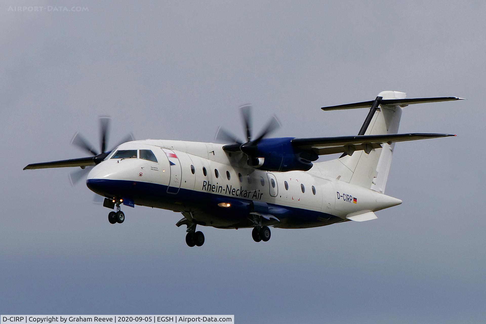 D-CIRP, 1993 Dornier 328-100 C/N 3006, Landing at Norwich.