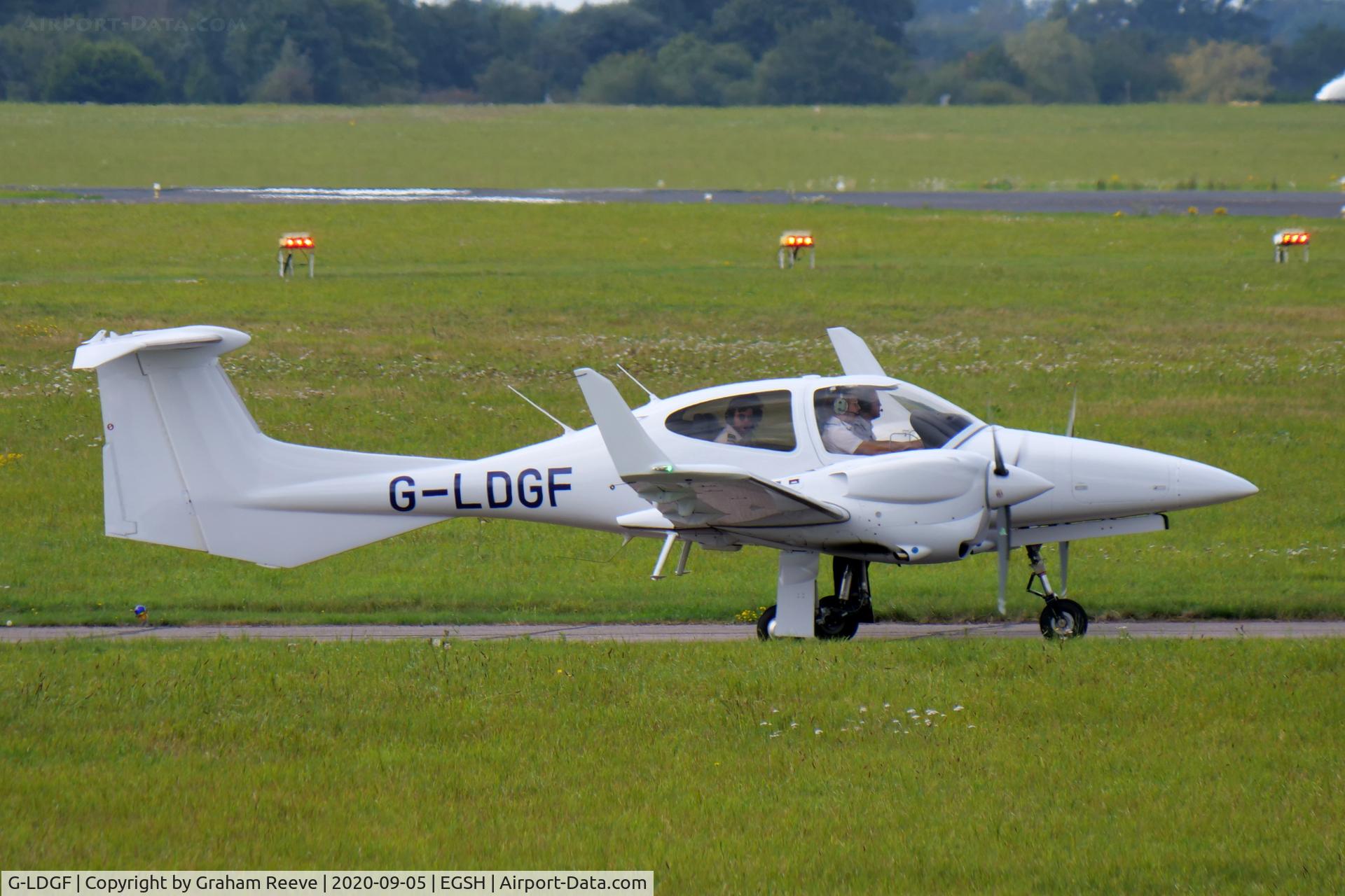G-LDGF, 2020 Diamond DA-42NG Twin Star C/N 42.N257, Departing from Norwich.