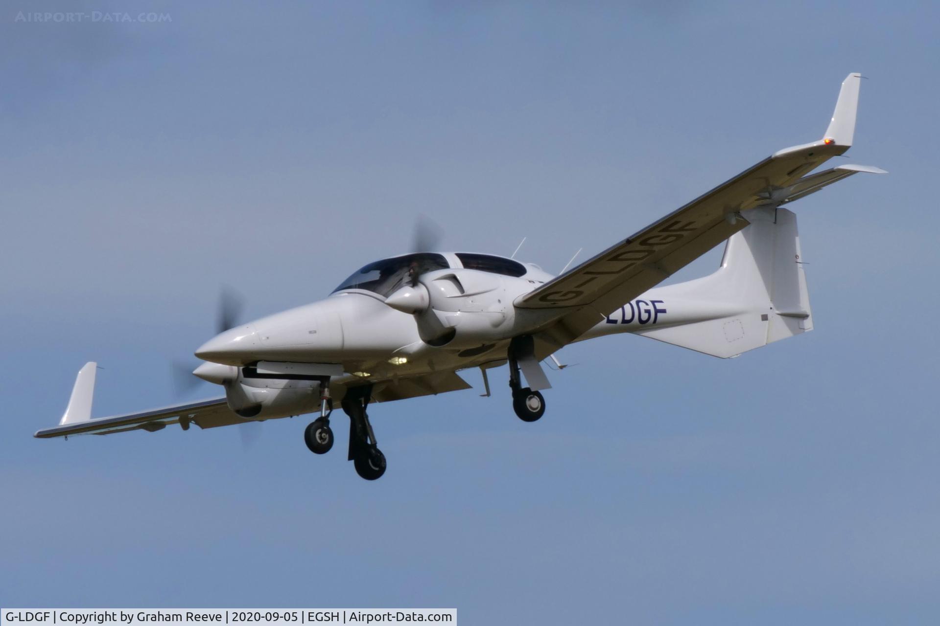 G-LDGF, 2020 Diamond DA-42NG Twin Star C/N 42.N257, Landing at Norwich.