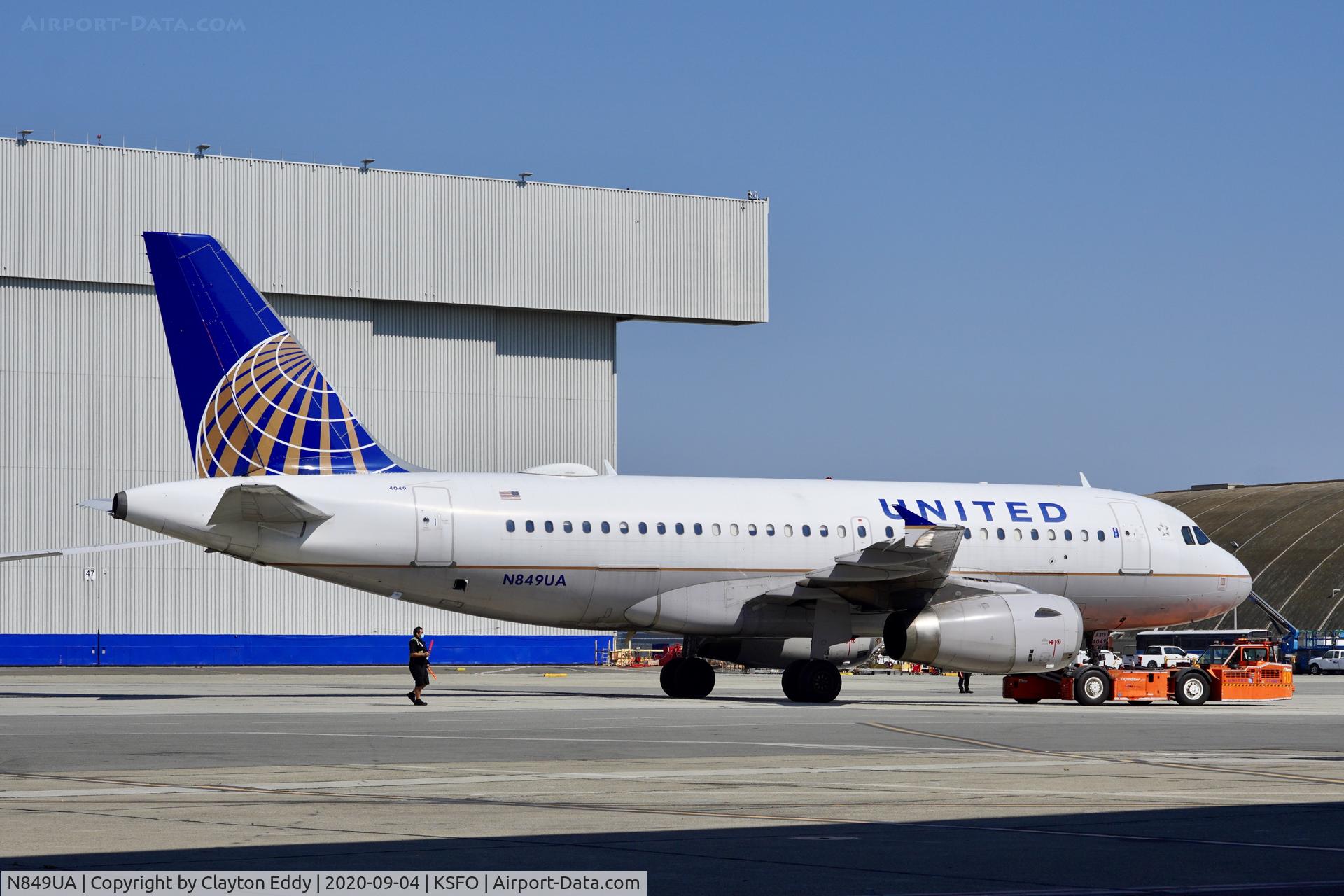 N849UA, 2002 Airbus A319-131 C/N 1649, SFO 2020.