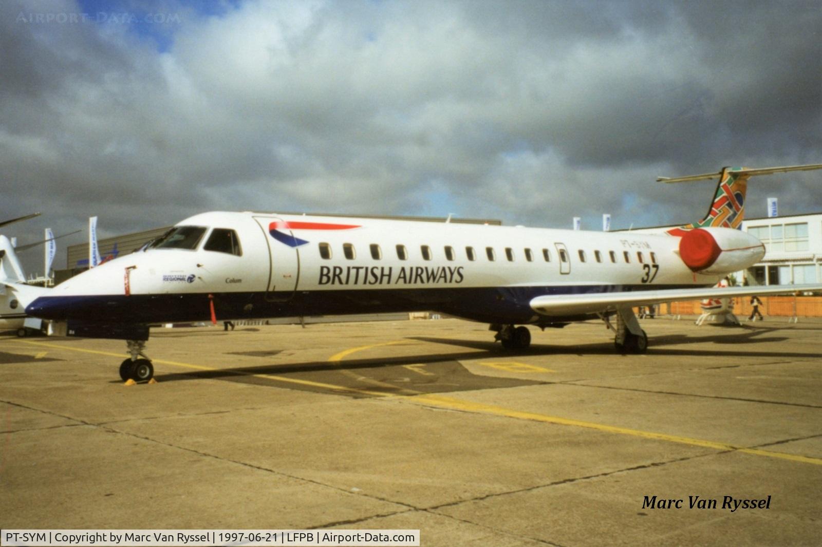 PT-SYM, 1997 Embraer EMB-145EP (ERJ-145EP) C/N 145016, Paris Air Show 1997. Became G-EMBA.