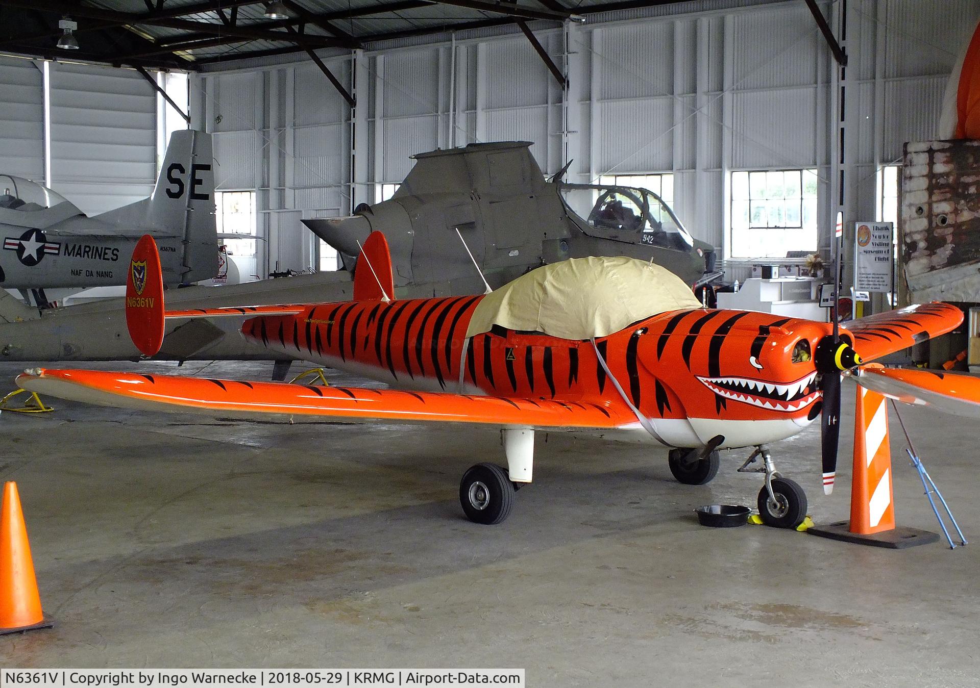 N6361V, 1965 Alon A2 Aircoupe C/N A-37, Alon A-2 Aircoupe of the TigerFlight Foundation in the hangar with the Museum of Flight at Richard B. Russell Airport, Rome GA