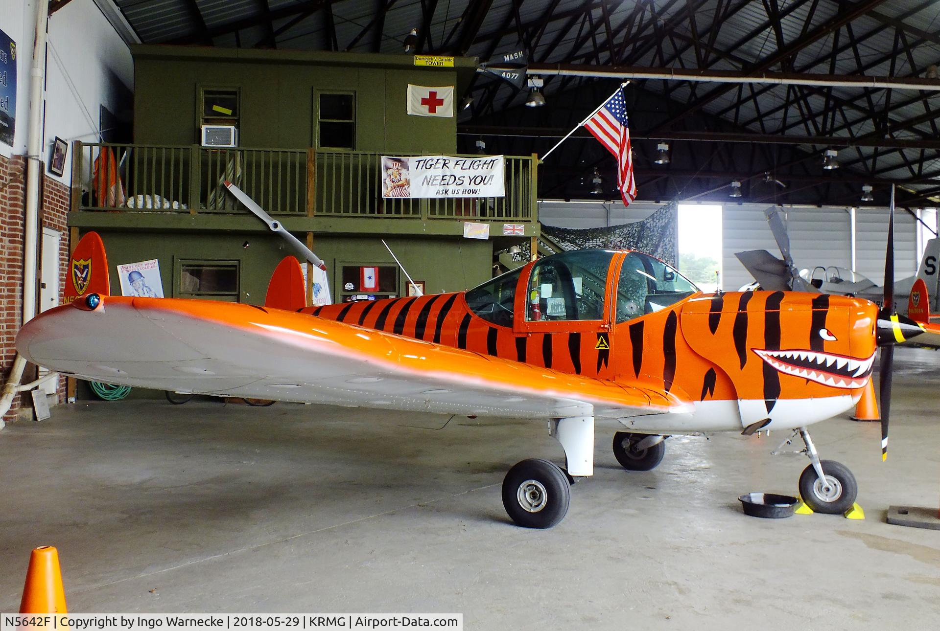 N5642F, 1967 Alon A2 Aircoupe C/N A-242, Alon A-2 Aircoupe of the TigerFlight Foundation in the hangar with the Museum of Flight at Richard B. Russell Airport, Rome GA