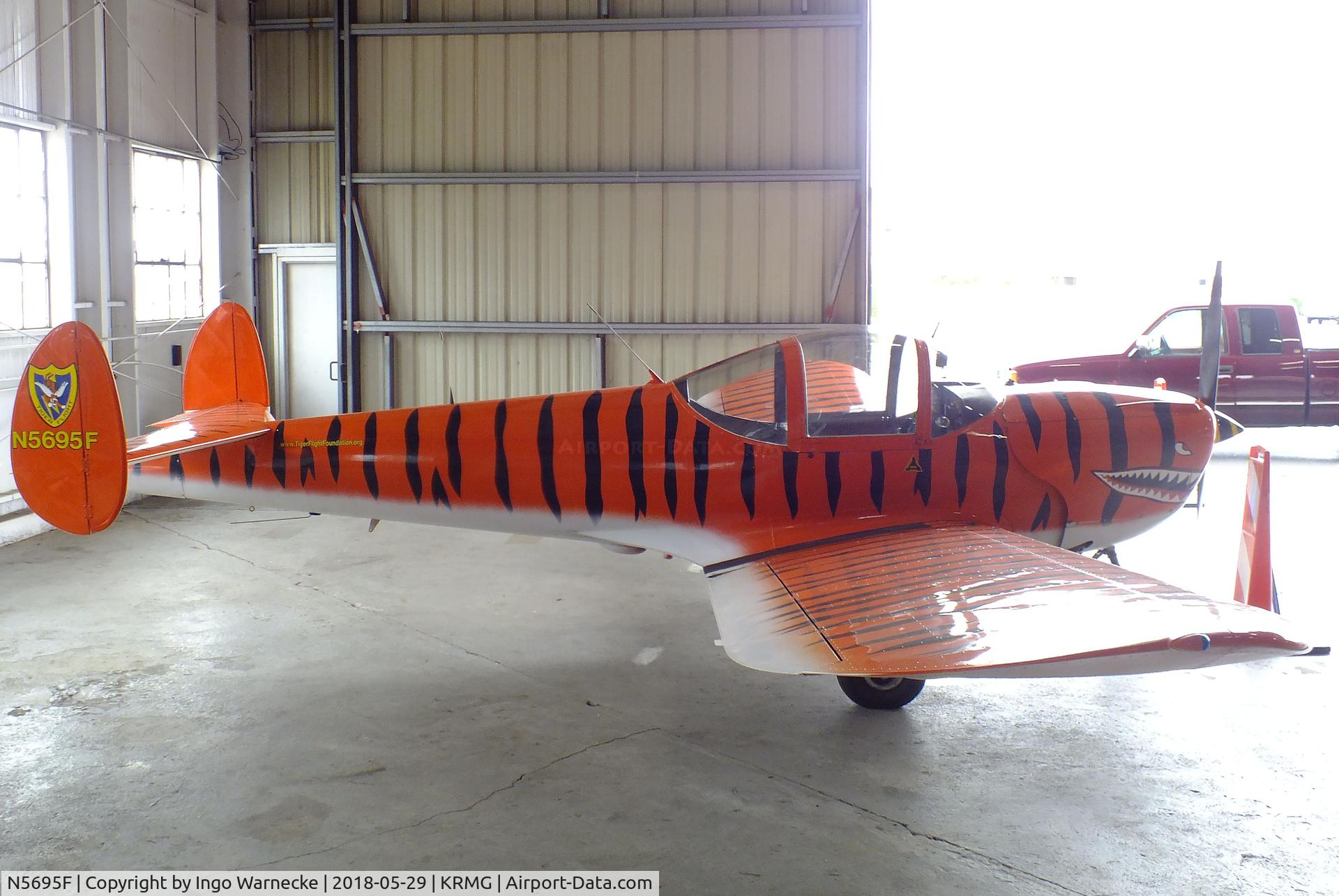 N5695F, 1966 Alon A2 Aircoupe C/N A-195, Alon A-2 Aircoupe of the TigerFlight Foundation in the hangar with the Museum of Flight at Richard B. Russell Airport, Rome GA