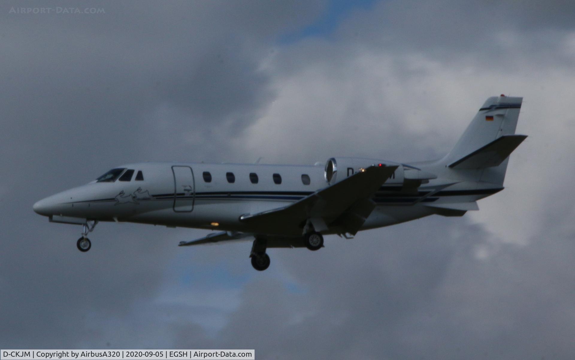 D-CKJM, 2019 Cessna 560XL Citation XLS+ C/N 5606277, Arriving at Norwich
