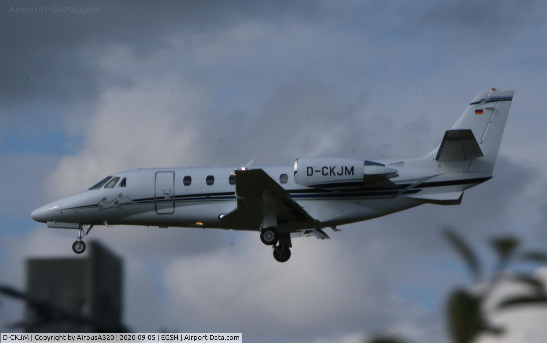 D-CKJM, 2019 Cessna 560XL Citation XLS+ C/N 5606277, Arriving at Norwich