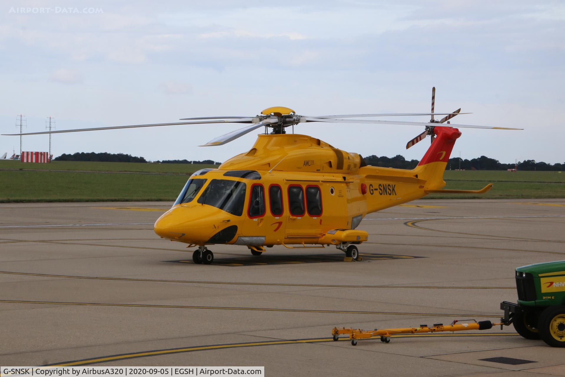 G-SNSK, 2013 AgustaWestland AW-139 C/N 41354, Parked on the Saxon ramp at Norwich