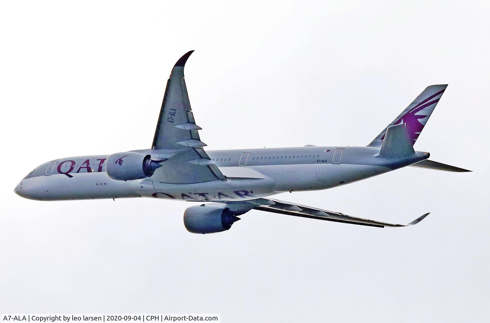 A7-ALA, 2014 Airbus A350-941 C/N 006, Copenhagen 4.9.2020