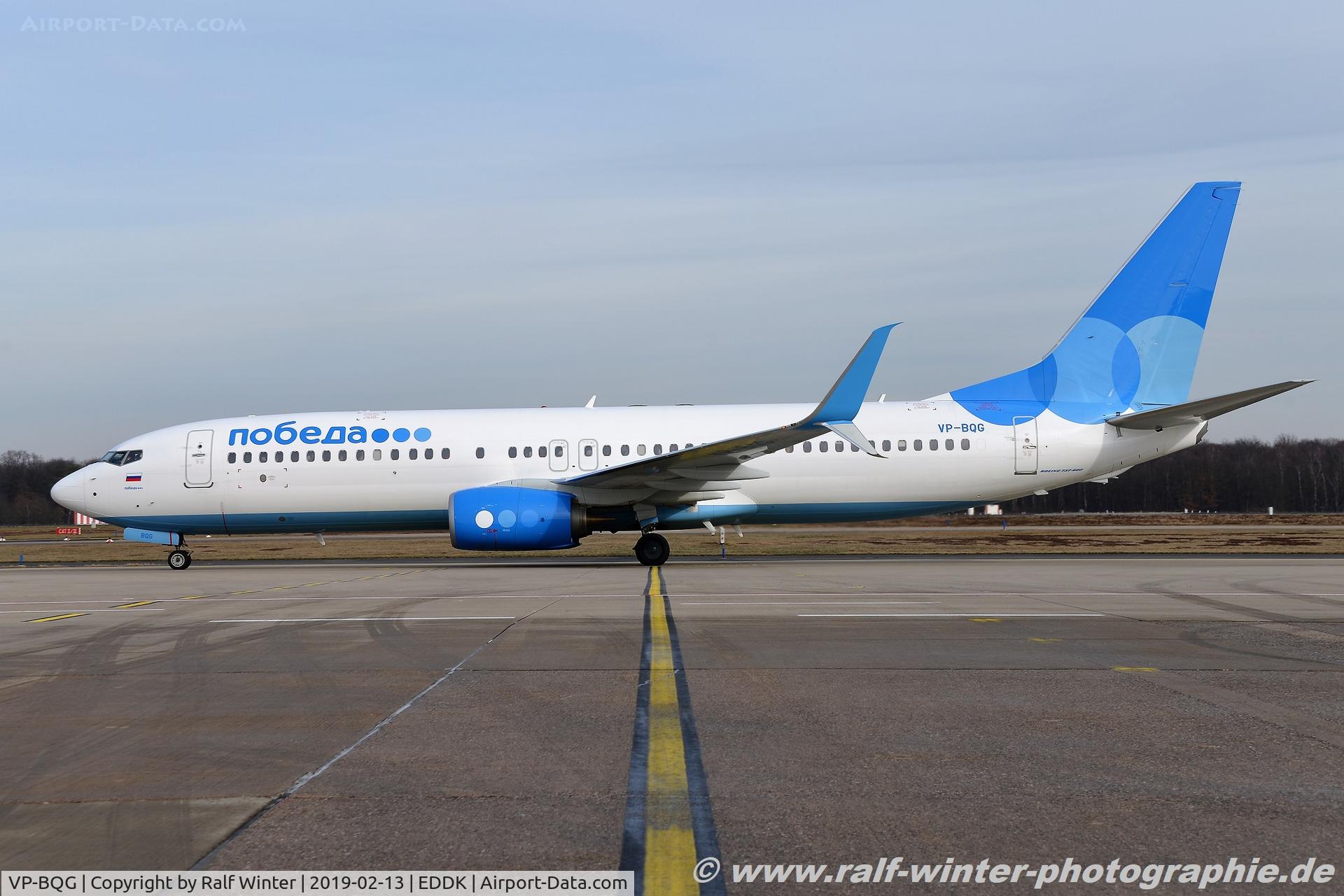 VP-BQG, 2018 Boeing 737-8MC C/N 64865, Boeing 737-8MC(W) - DP PBD Pobeda - 64865 - VP-BQG - 13.02.2019 - CGN