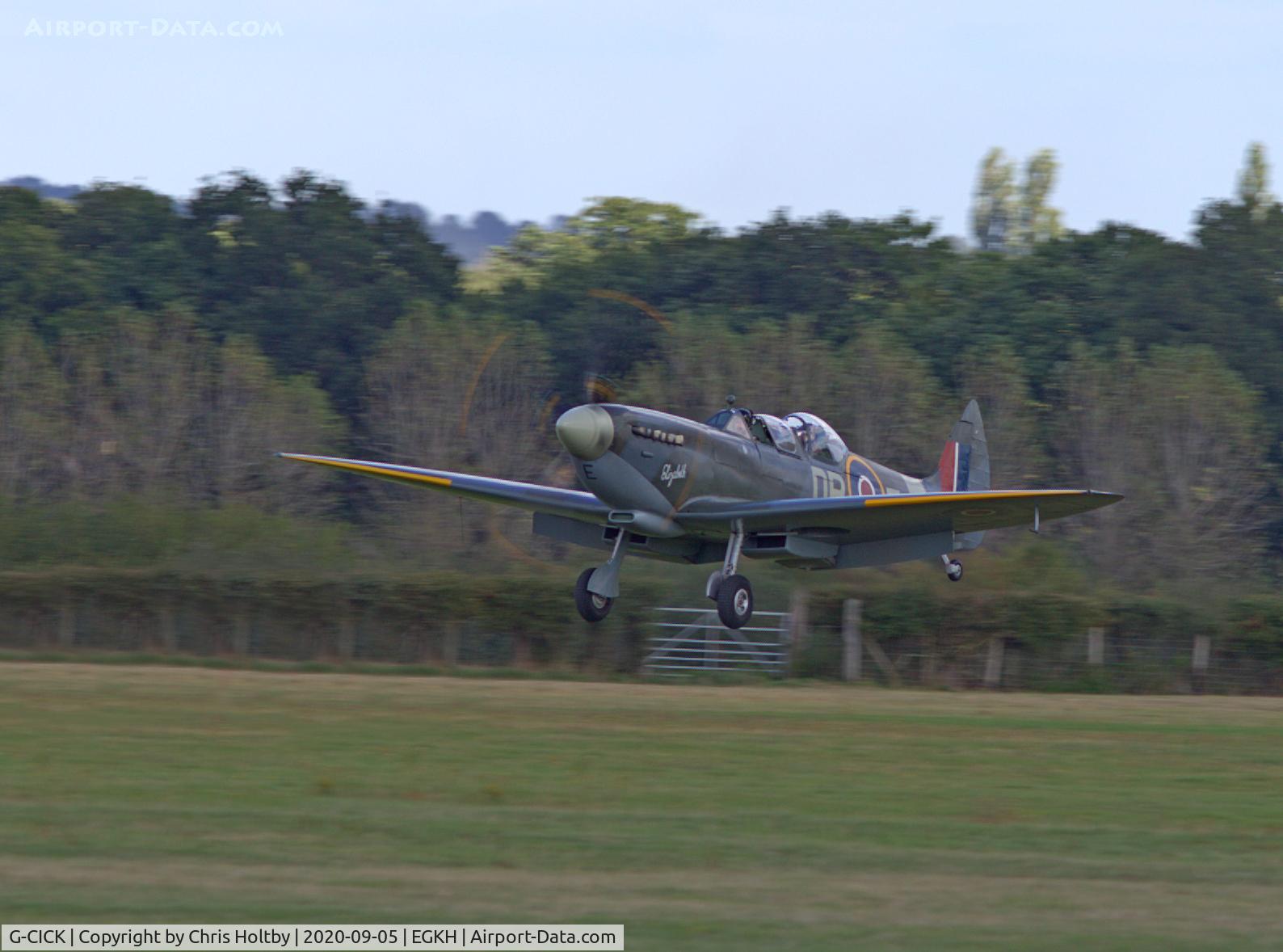 G-CICK, 1944 Supermarine 361 Spitfire LF.IXe C/N CBAF 8912, Landing at Headcorn Kent after pleasure flight.