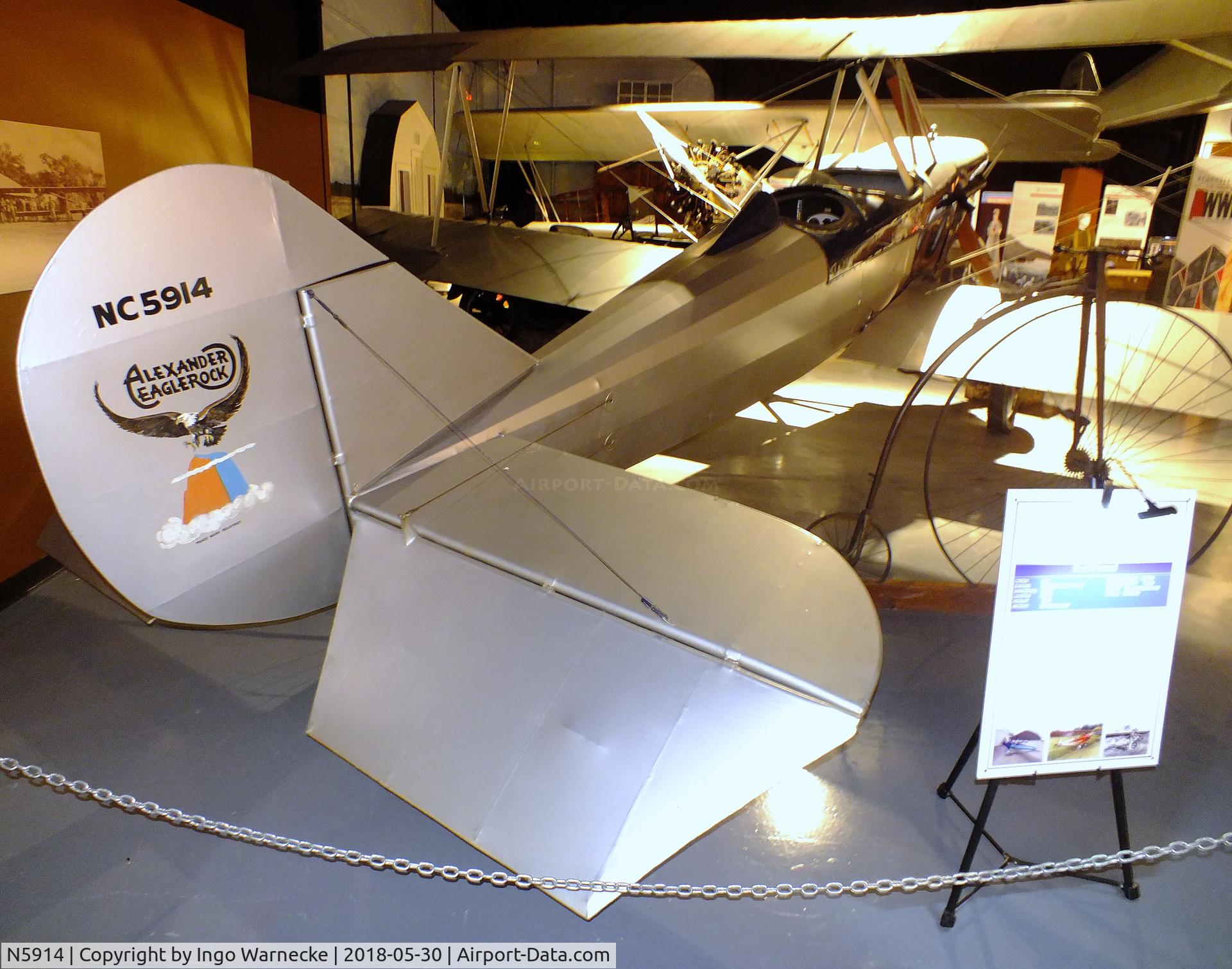 N5914, Alexander Long Wing Eaglerock C/N 557, Alexander Eaglerock Long Wing at the Southern Museum of Flight, Birmingham AL