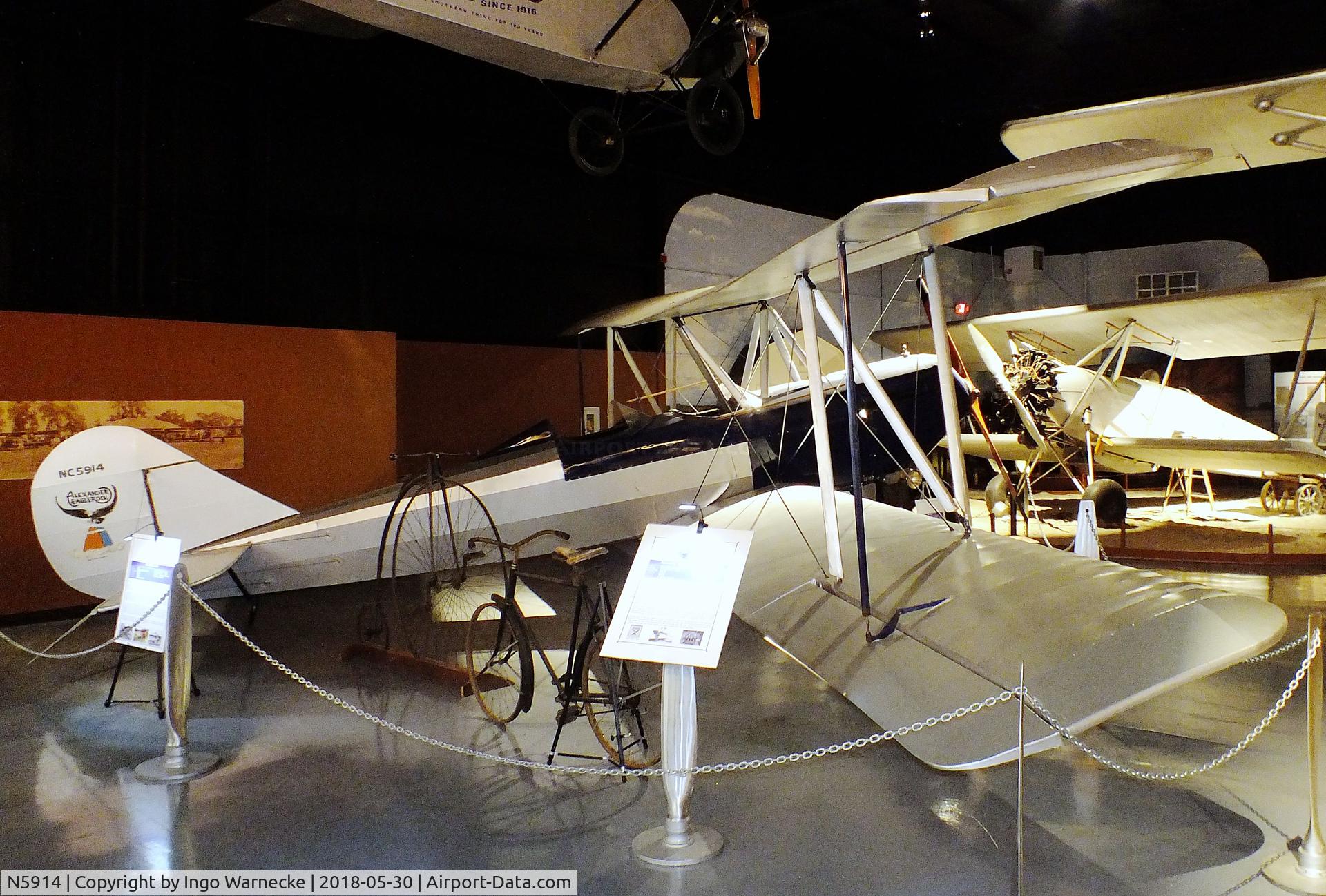 N5914, Alexander Long Wing Eaglerock C/N 557, Alexander Eaglerock Long Wing at the Southern Museum of Flight, Birmingham AL