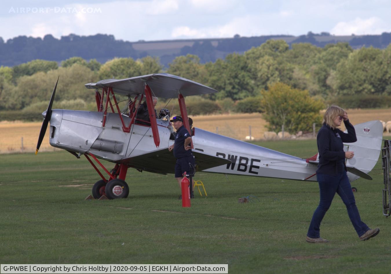 G-PWBE, 1959 De Havilland DH-82A Replica Tiger Moth II C/N LES 1, 1959 built replica Tiger Moth II at Headcorn, Kent