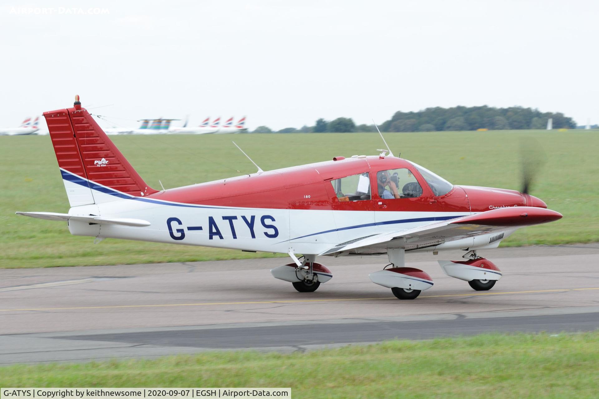G-ATYS, 1966 Piper PA-28-180 Cherokee C/N 28-3296, Leaving Norwich.