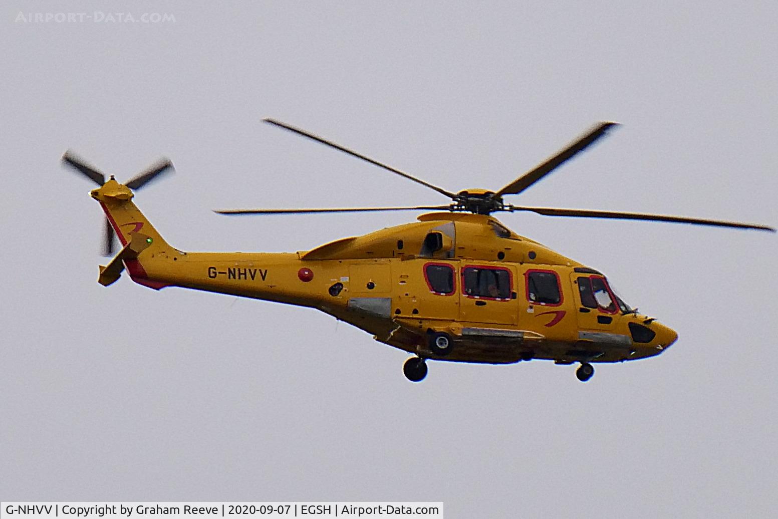 G-NHVV, 2014 Airbus Helicopters EC-175B C/N 5002, On approach to Norwich, over Spixworth.