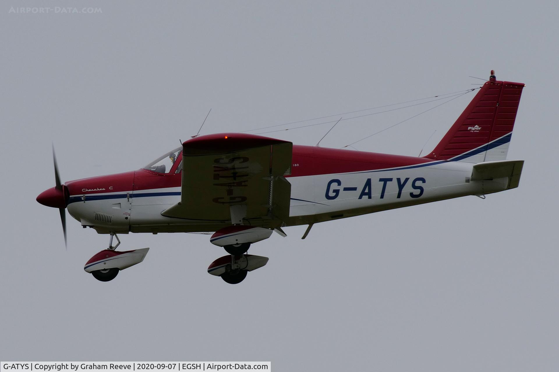G-ATYS, 1966 Piper PA-28-180 Cherokee C/N 28-3296, Landing at Norwich