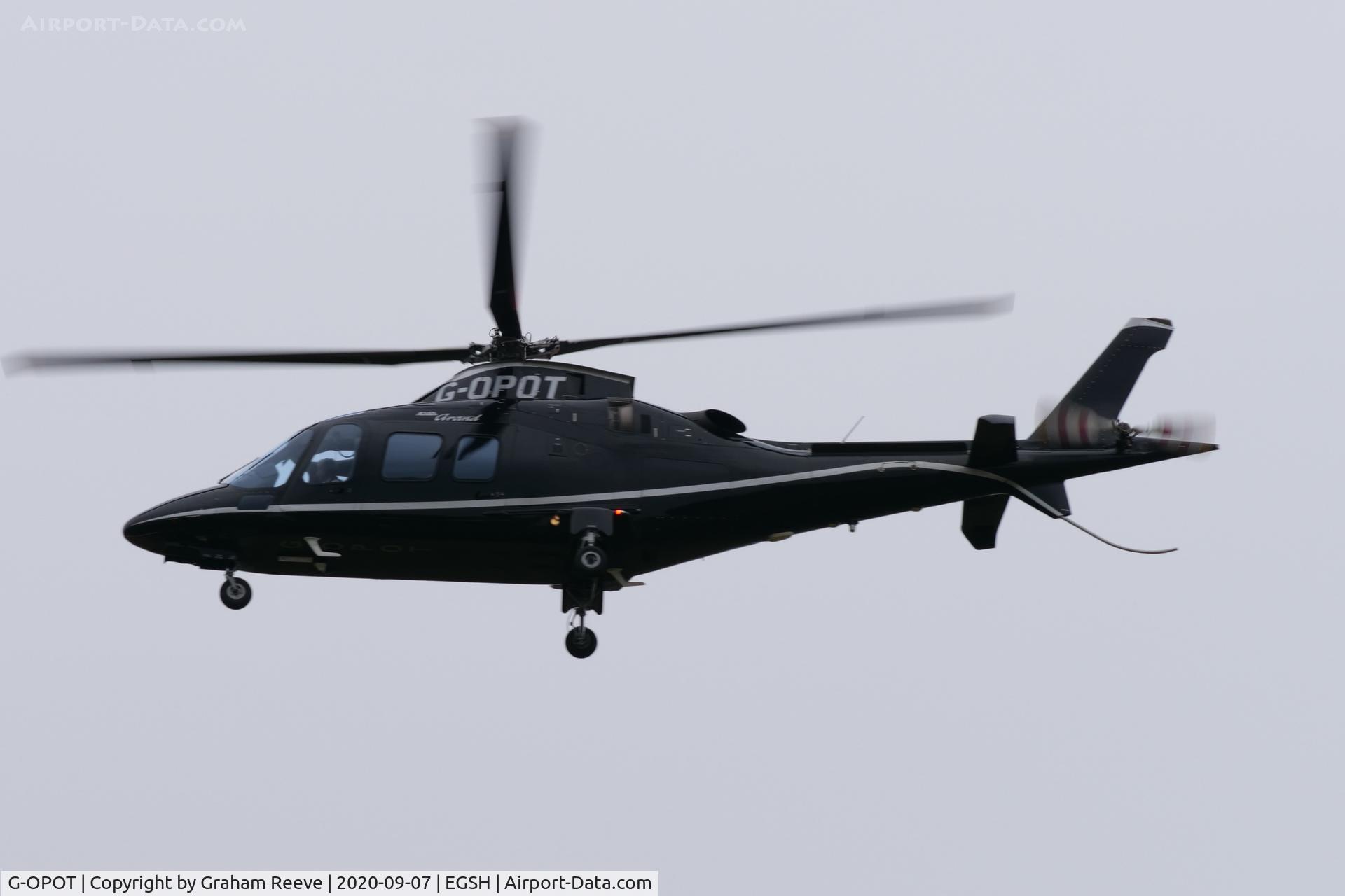 G-OPOT, 2006 Agusta A-109S Grand C/N 22027, On approach to Norwich.