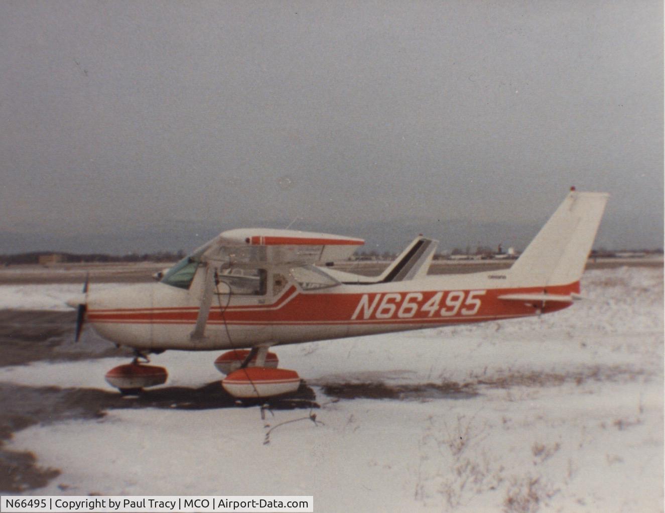 N66495, 1974 Cessna 150M C/N 15076082, The plane at Bill Law Aviation in Rochester, NY in 1986