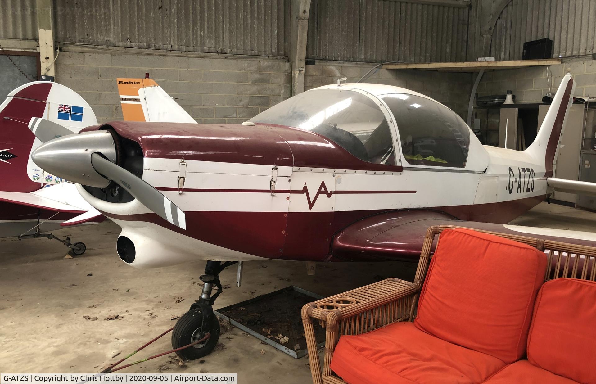 G-ATZS, 1966 Wassmer WA-41 Baladou C/N 128, 1966 built Baladou hangared at Old Hay Airfield, Kent privately owned in Qatar