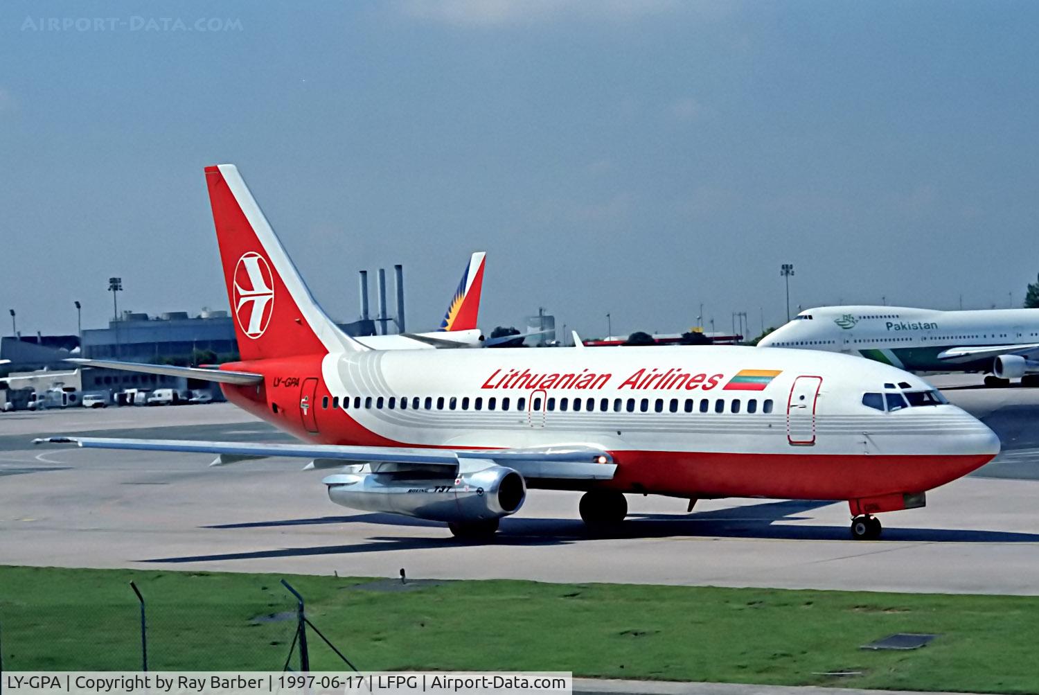 LY-GPA, 1981 Boeing 737-2Q8 C/N 22453, LY-GPA   Boeing 737-2Q8 [22543] (Lithuanian Airlines) Paris-Charles De Gaulle~F 17/06/1997