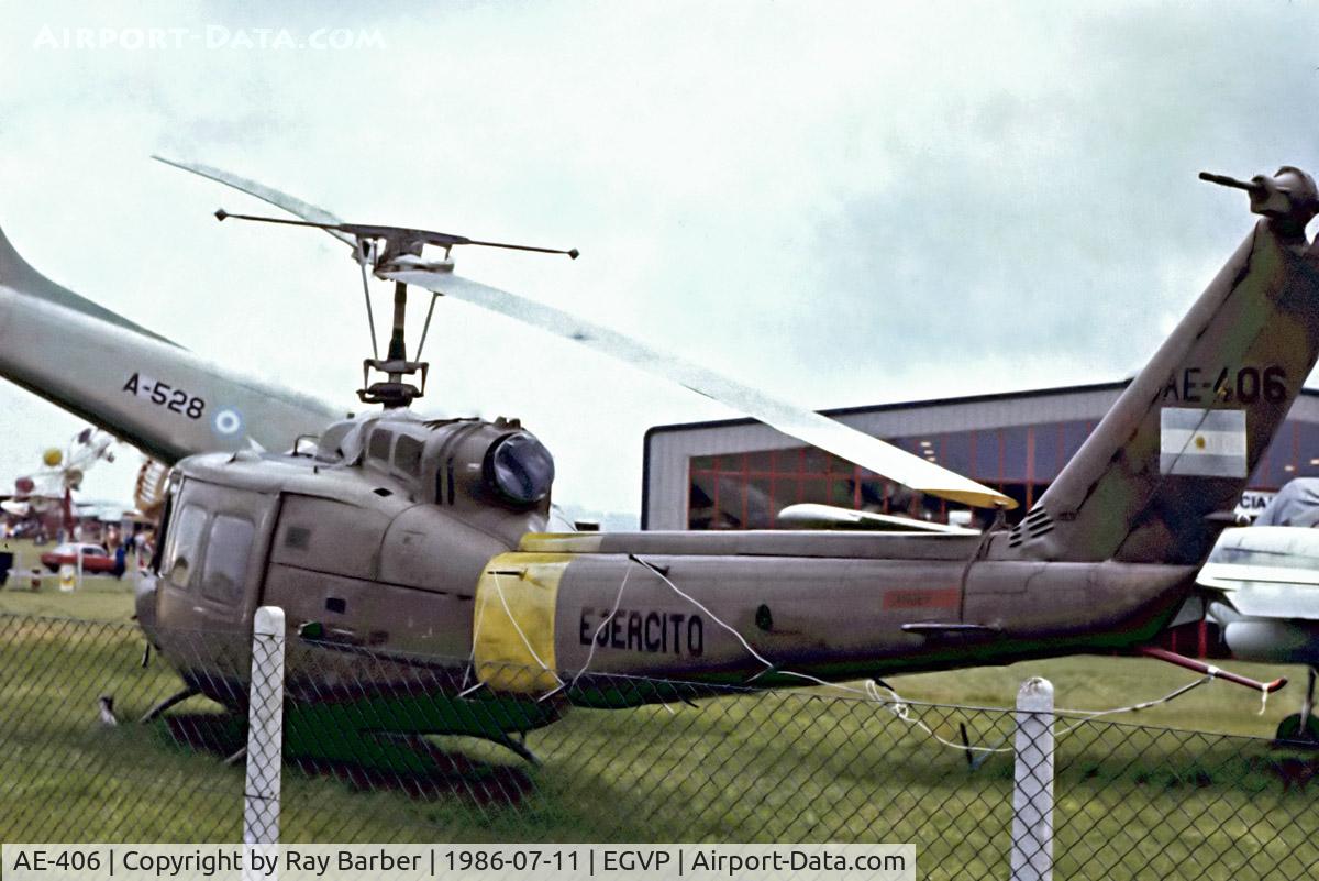 AE-406, 1972 Bell UH-1H Iroquois C/N 13190, AE-406   Bell UH-1H Iroquois [13190] (Ex Argentine Army / Ministry of Defence] AAC Middle Wallop~G 11/07/1986