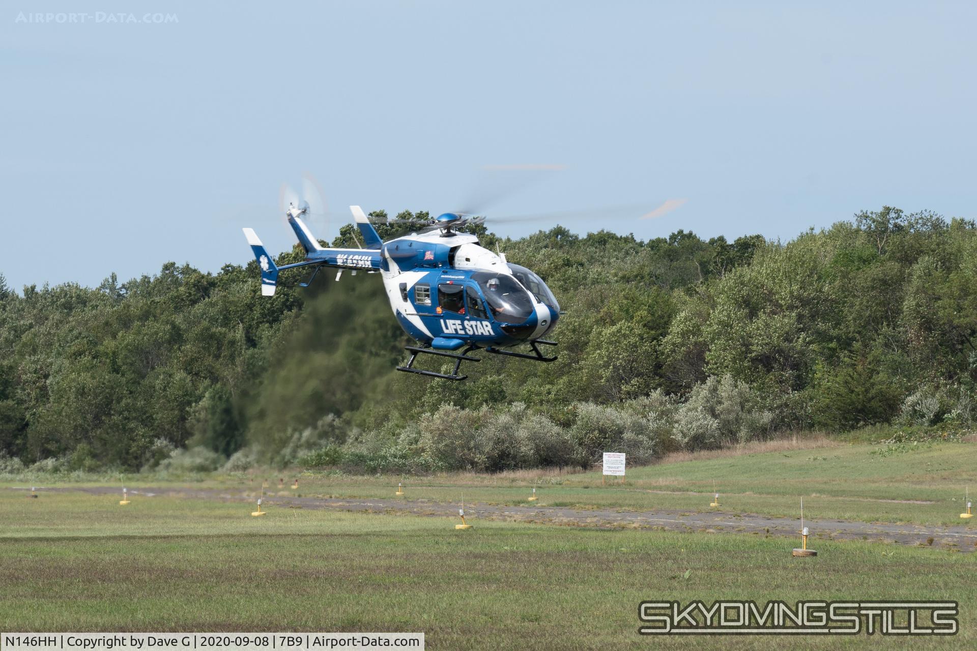 N146HH, 2016 Airbus Helicopters EC-145 (BK-117C-2) C/N 9737, Life Star departing Ellington, CT