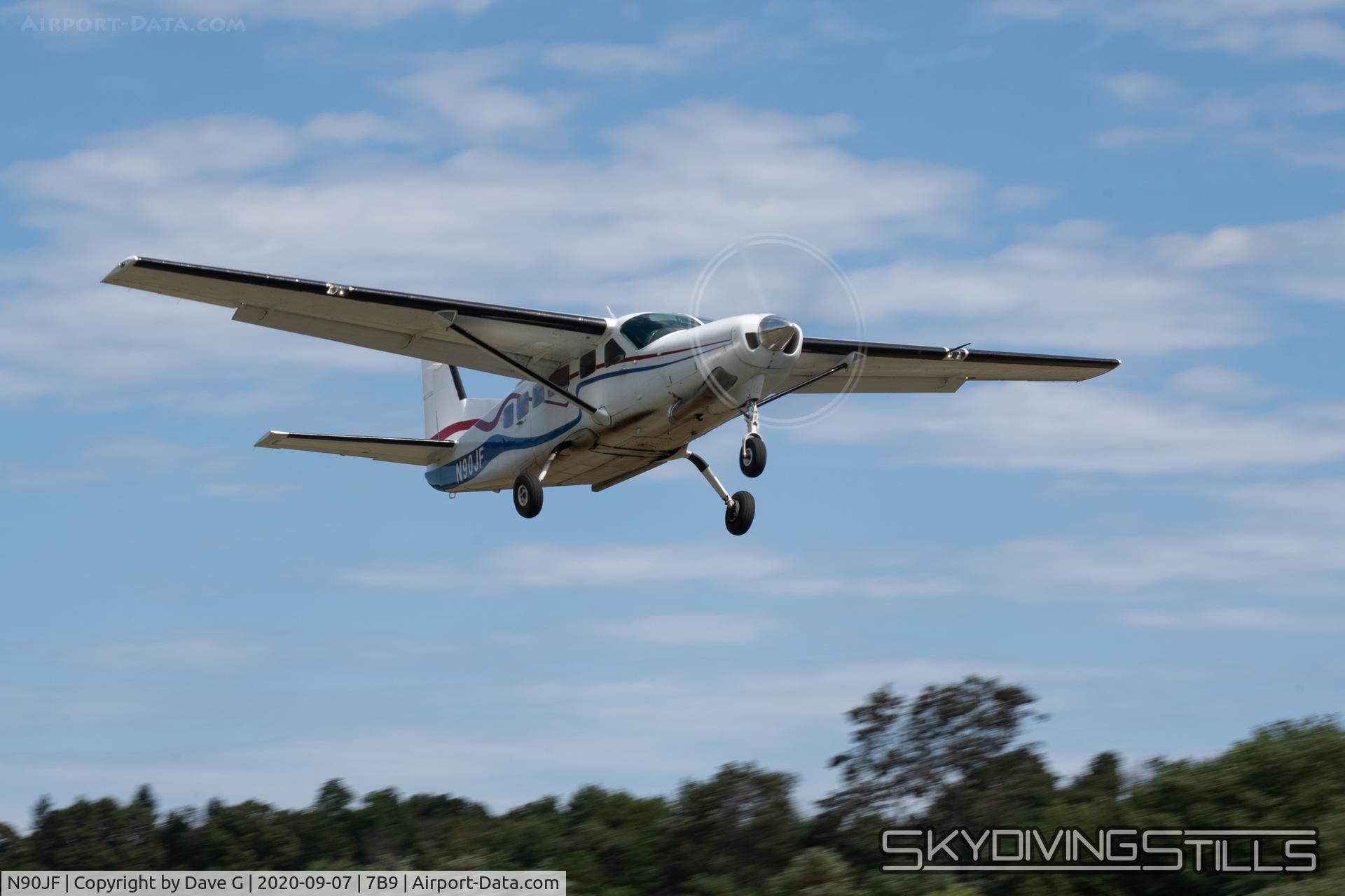 N90JF, 1985 Cessna 208 Caravan 1 C/N 20800005, Departing Connecticut Parachutists, Inc. in Ellington, CT