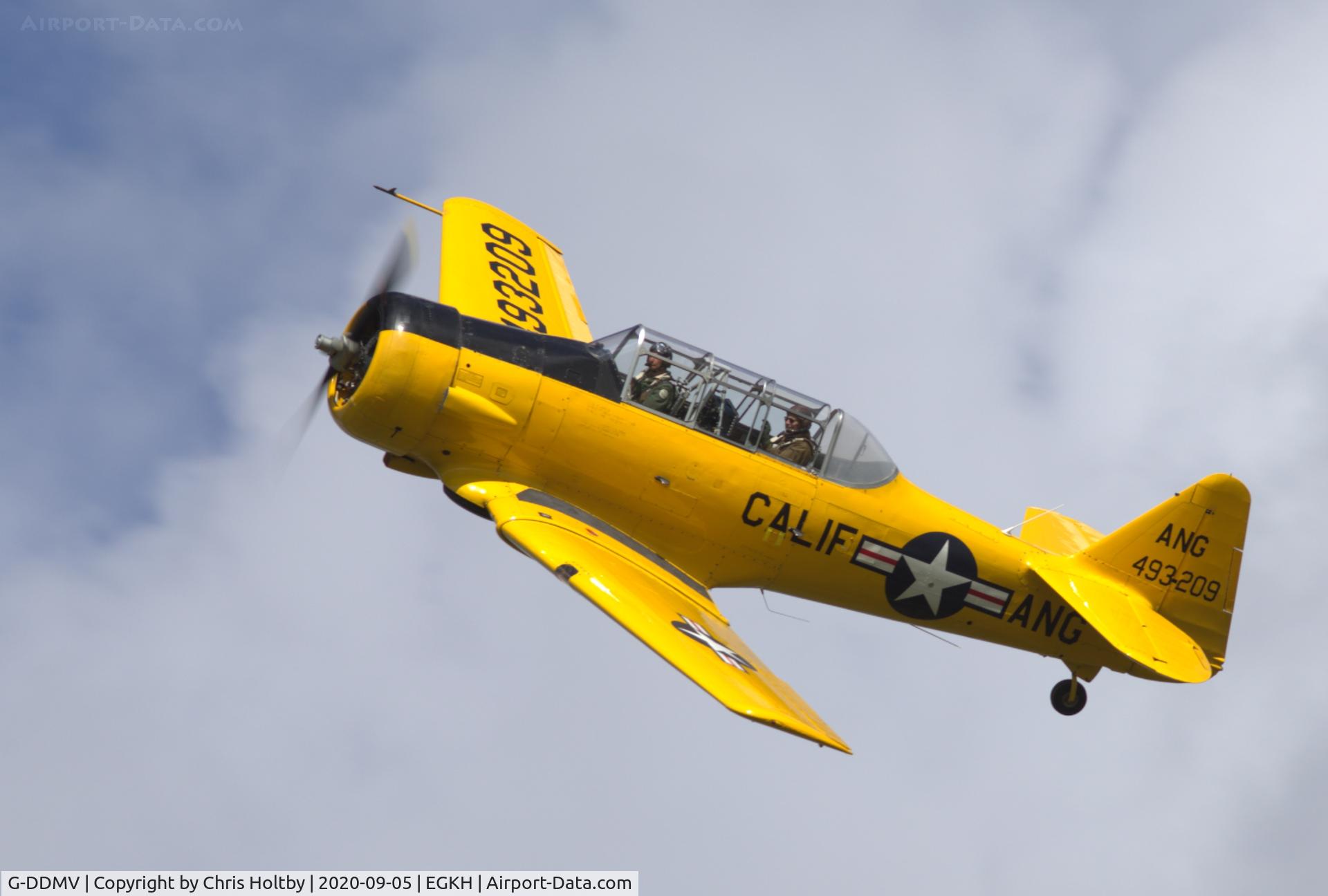 G-DDMV, 1952 North American T-6G Texan C/N 168-313, 1952 Texan flying over Headcorn, Kent
