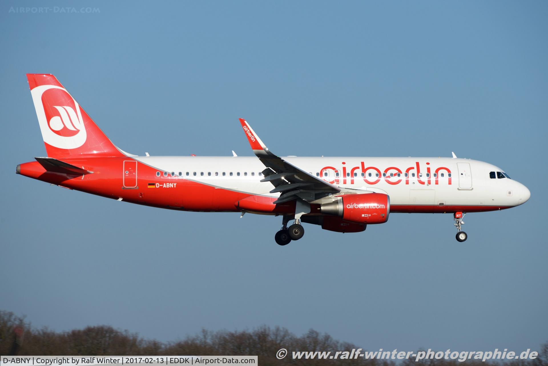 D-ABNY, 2016 Airbus A320-214 C/N 6966, Airbus A320-214(W) - AB BER Air Berlin - 6966 - D-ABNY - 13.02.2017 - CGN