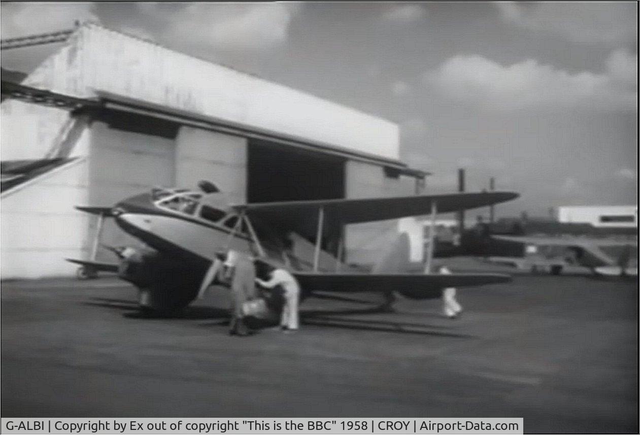 G-ALBI, 1941 De Havilland DH-89A Dominie/Dragon Rapide 4 C/N 6525, G-ALBI in use by BBC tv as camera platform Croydon app 1958