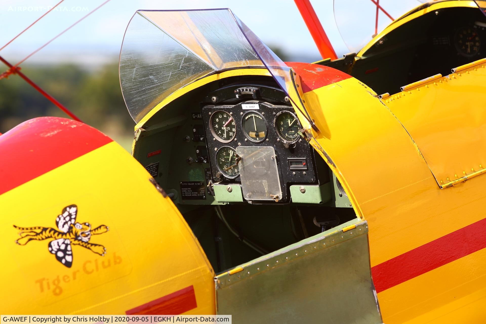 G-AWEF, 1947 Stampe-Vertongen SV-4C(G) C/N 549, Cockpit view of the 1947 Stampe SV-4C at Headcorn, Kent