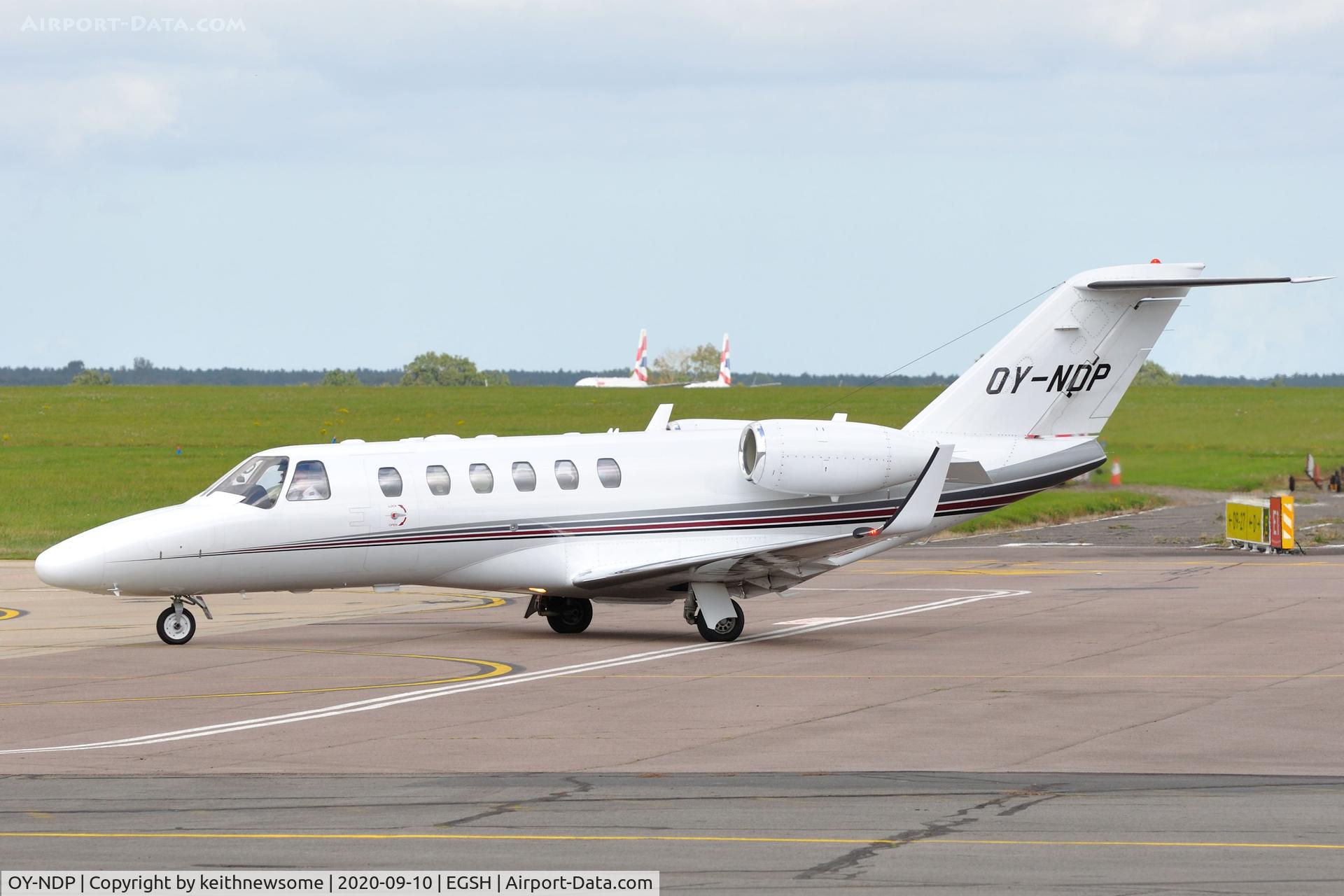 OY-NDP, 2007 Cessna 525A CitationJet CJ2+ C/N 525A-0372, Arriving at Norwich from Billund, Denmark.