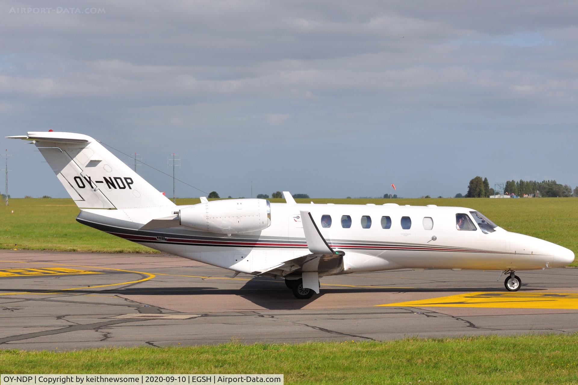 OY-NDP, 2007 Cessna 525A CitationJet CJ2+ C/N 525A-0372, Leaving Norwich for Billund, Denmark.
