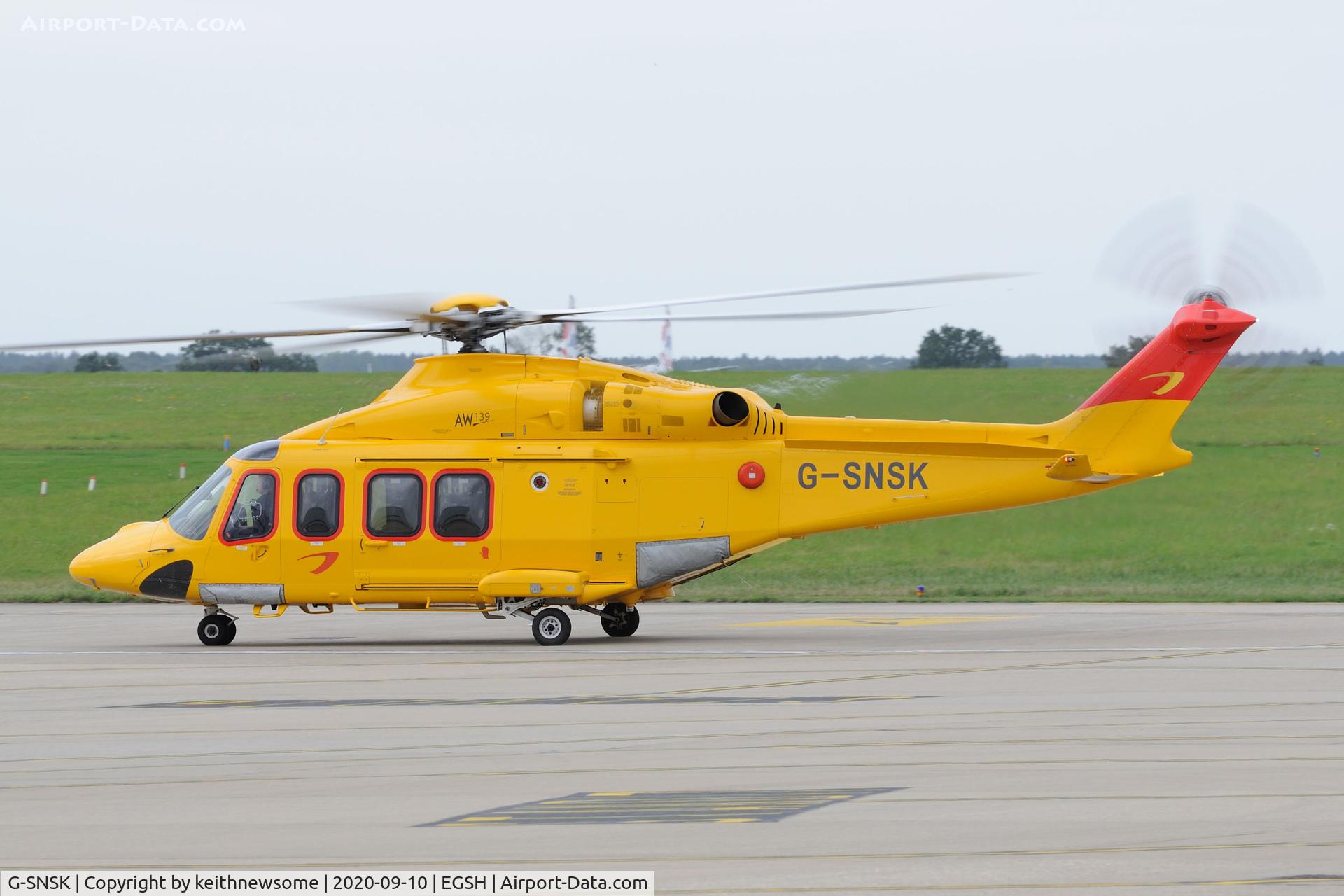 G-SNSK, 2013 AgustaWestland AW-139 C/N 41354, Arriving at Norwich from offshore.
