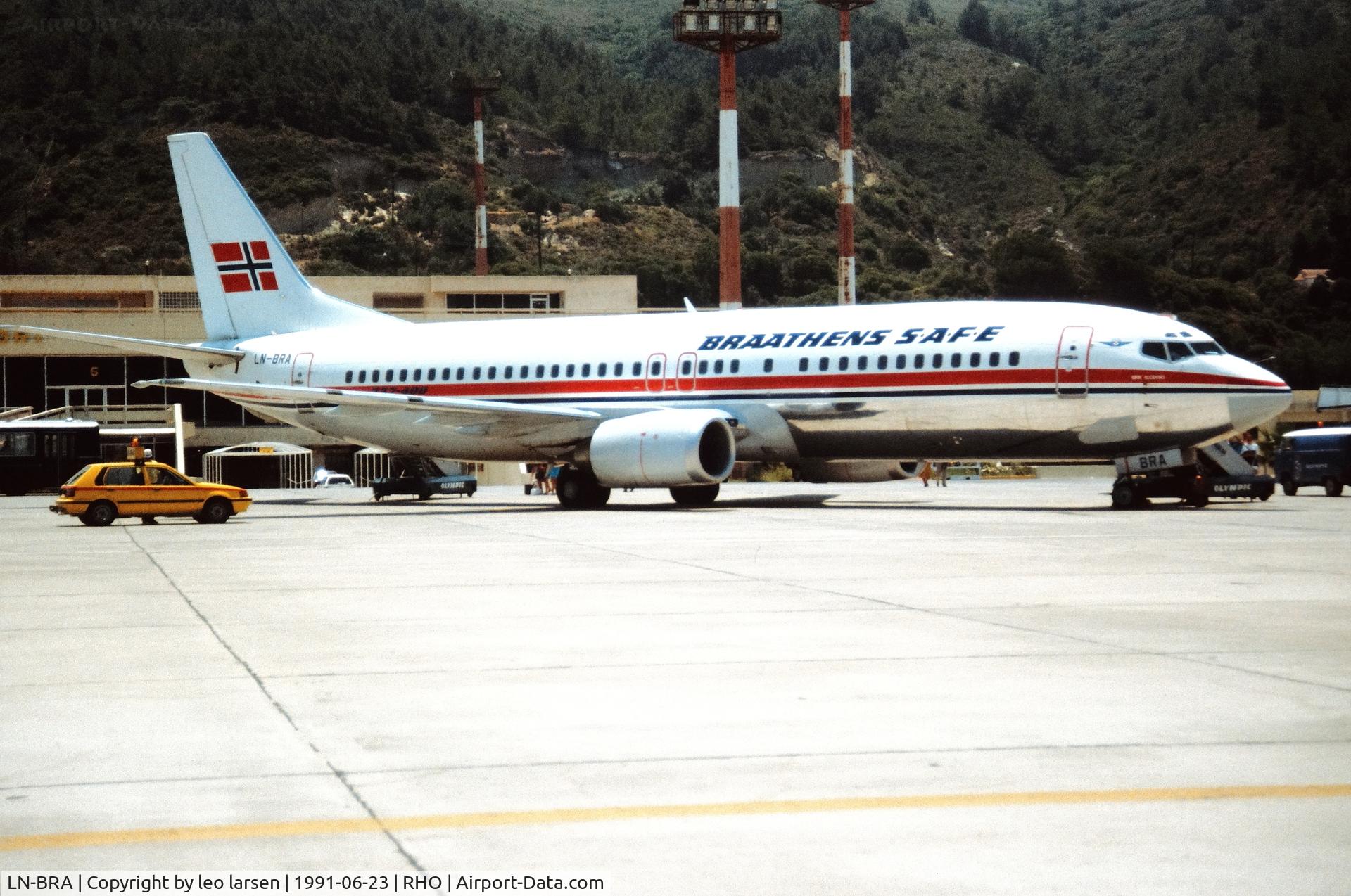 LN-BRA, 1989 Boeing 737-405 C/N 24270, Rhodos 23.6.1991