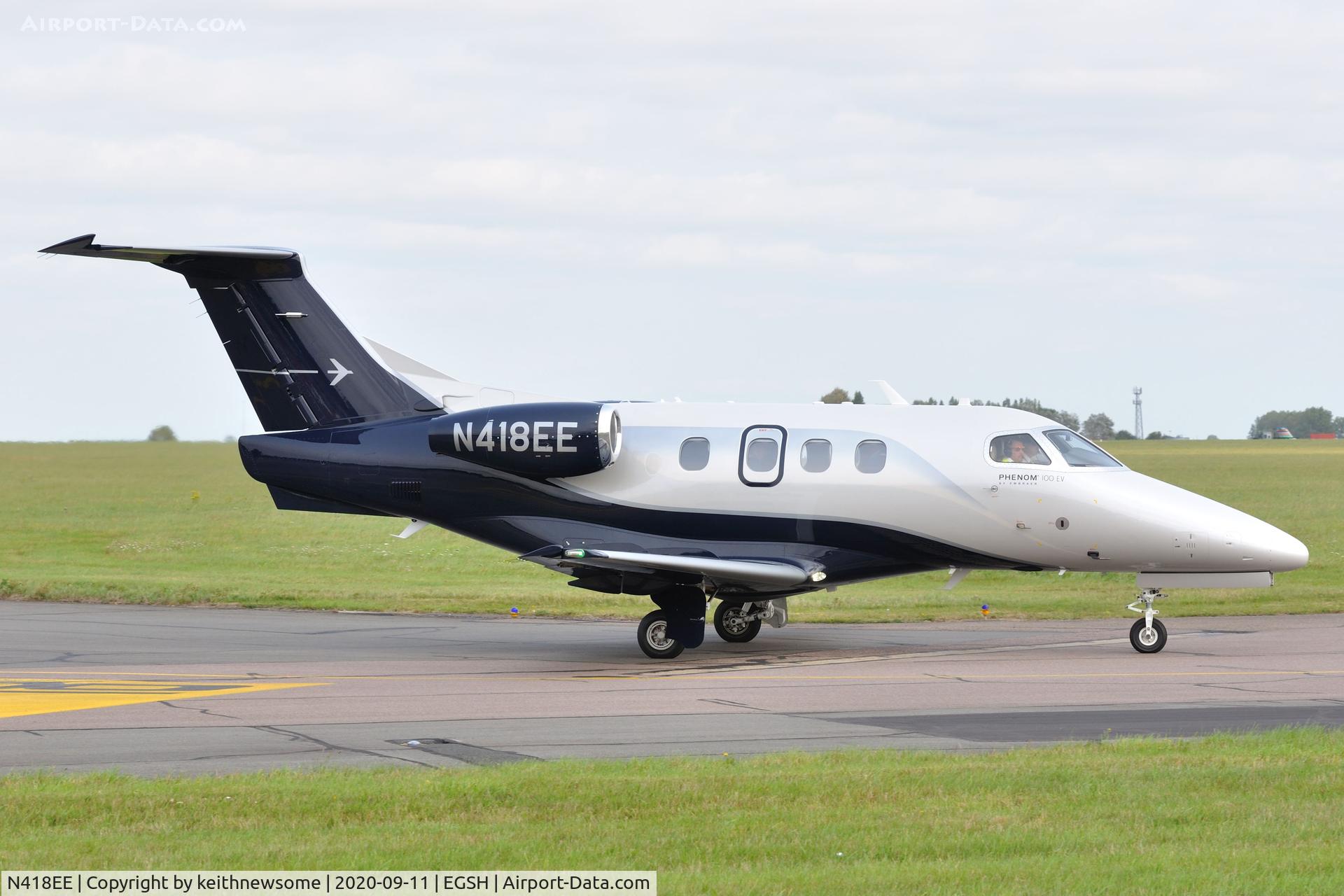 N418EE, 2020 Embraer EMB-500 Phenom 100 C/N 50000418, Leaving Norwich for demonstration flight.
